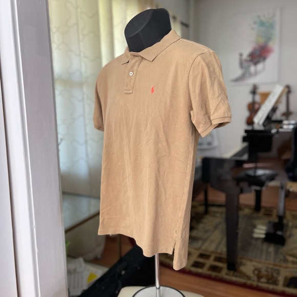Fair Youth Size Large (16-18) Polo Ralph Lauren Logo Embroidered Polo Shirt Sand - Picture 7 of 12